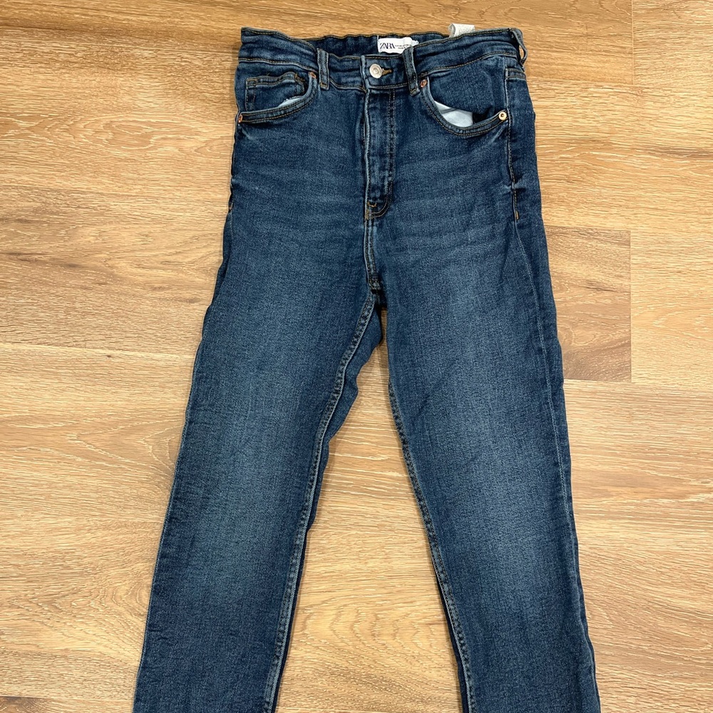 Zara Women's Dark Blue Slim Jeans